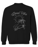 Good Vibe Summer Vintage Retro Beach surf Palm Tree Vacation Skeleton men's Crewneck Sweatshirt