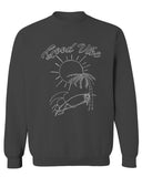 Good Vibe Summer Vintage Retro Beach surf Palm Tree Vacation Skeleton men's Crewneck Sweatshirt