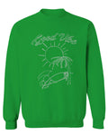 Good Vibe Summer Vintage Retro Beach surf Palm Tree Vacation Skeleton men's Crewneck Sweatshirt