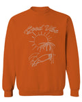 Good Vibe Summer Vintage Retro Beach surf Palm Tree Vacation Skeleton men's Crewneck Sweatshirt