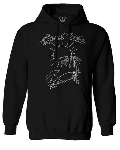 Good Vibe Summer Vintage Retro Beach surf Palm Tree Vacation Skeleton Sweatshirt Hoodie