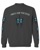 Aesthetics Summer Cool Print cute blue Butterfly knife tattoo Graphic men's Crewneck Sweatshirt
