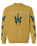 Aesthetics Summer Cool Print cute blue Butterfly knife tattoo Graphic men's Crewneck Sweatshirt