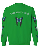 Aesthetics Summer Cool Print cute blue Butterfly knife tattoo Graphic men's Crewneck Sweatshirt