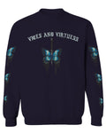 Aesthetics Summer Cool Print cute blue Butterfly knife tattoo Graphic men's Crewneck Sweatshirt