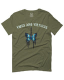 Aesthetics Summer Cool Print cute blue Butterfly knife tattoo Graphic For men T Shirt