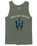 Aesthetics Summer Cool Print cute blue Butterfly knife tattoo Graphic men's Tank Top