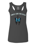 Aesthetics Summer Cool Print cute blue Butterfly knife tattoo Graphic  women's Tank Top sleeveless Racerback