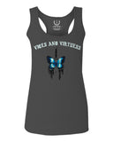 Aesthetics Summer Cool Print cute blue Butterfly knife tattoo Graphic  women's Tank Top sleeveless Racerback