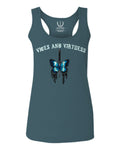 Aesthetics Summer Cool Print cute blue Butterfly knife tattoo Graphic  women's Tank Top sleeveless Racerback