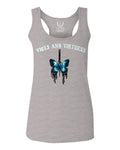Aesthetics Summer Cool Print cute blue Butterfly knife tattoo Graphic  women's Tank Top sleeveless Racerback