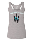 Aesthetics Summer Cool Print cute blue Butterfly knife tattoo Graphic  women's Tank Top sleeveless Racerback