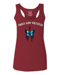 Aesthetics Summer Cool Print cute blue Butterfly knife tattoo Graphic  women's Tank Top sleeveless Racerback