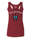 Aesthetics Summer Cool Print cute blue Butterfly knife tattoo Graphic  women's Tank Top sleeveless Racerback