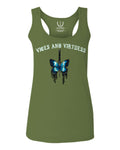 Aesthetics Summer Cool Print cute blue Butterfly knife tattoo Graphic  women's Tank Top sleeveless Racerback