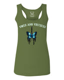 Aesthetics Summer Cool Print cute blue Butterfly knife tattoo Graphic  women's Tank Top sleeveless Racerback