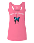 Aesthetics Summer Cool Print cute blue Butterfly knife tattoo Graphic  women's Tank Top sleeveless Racerback