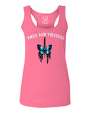 Aesthetics Summer Cool Print cute blue Butterfly knife tattoo Graphic  women's Tank Top sleeveless Racerback