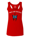 Aesthetics Summer Cool Print cute blue Butterfly knife tattoo Graphic  women's Tank Top sleeveless Racerback