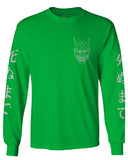 White Demon Hannya Graphic Traditional Japanese Till Death Vibes Anime mens Long sleeve t shirt