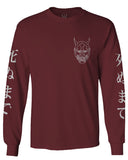 White Demon Hannya Graphic Traditional Japanese Till Death Vibes Anime mens Long sleeve t shirt