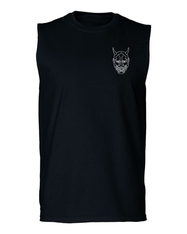 White Demon Hannya Graphic Traditional Japanese Till Death Vibes Anime men Muscle Tank Top sleeveless t shirt