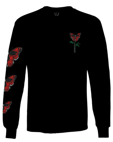 Graphic Cool Till Death Flower Skull Primitives Butterfly Vibes Floral mens Long sleeve t shirt