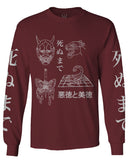 Demon Graphic Traditional Japanese Puma Scorpion Butterfly Tattoo mens Long sleeve t shirt
