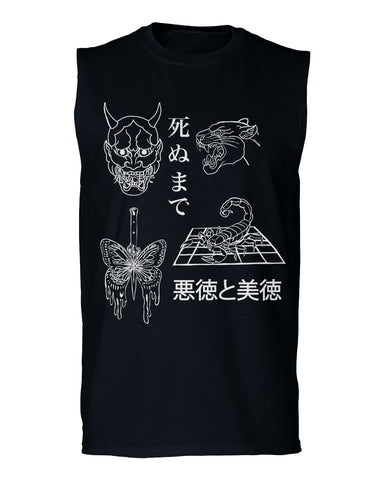 Demon Graphic Traditional Japanese Puma Scorpion Butterfly Tattoo men Muscle Tank Top sleeveless t shirt