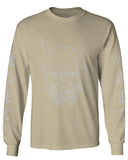 BIG Japanese Art White Demon Hannya Graphic Traditional Till Death Vibes Anime mens Long sleeve t shirt