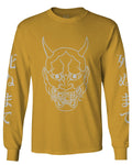 BIG Japanese Art White Demon Hannya Graphic Traditional Till Death Vibes Anime mens Long sleeve t shirt