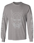 BIG Japanese Art White Demon Hannya Graphic Traditional Till Death Vibes Anime mens Long sleeve t shirt