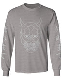 BIG Japanese Art White Demon Hannya Graphic Traditional Till Death Vibes Anime mens Long sleeve t shirt