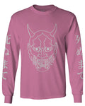 BIG Japanese Art White Demon Hannya Graphic Traditional Till Death Vibes Anime mens Long sleeve t shirt