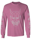 BIG Japanese Art White Demon Hannya Graphic Traditional Till Death Vibes Anime mens Long sleeve t shirt
