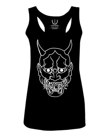 BIG Japanese Art White Demon Hannya Graphic Traditional Till Death Vibes Anime  women's Tank Top sleeveless Racerback