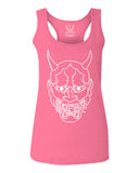 BIG Japanese Art White Demon Hannya Graphic Traditional Till Death Vibes Anime  women's Tank Top sleeveless Racerback