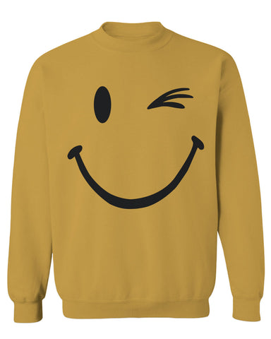 Cute Graphic Happy Funny Blink Smile Smiling face Positive men's Crewneck Sweatshirt