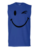 Cute Graphic Happy Funny Blink Smile Smiling face Positive men Muscle Tank Top sleeveless t shirt