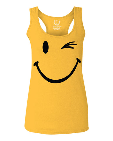 Cute Graphic Happy Funny Blink Smile Smiling face Positive  women's Tank Top sleeveless Racerback