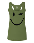 Cute Graphic Happy Funny Blink Smile Smiling face Positive  women's Tank Top sleeveless Racerback