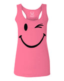 Cute Graphic Happy Funny Blink Smile Smiling face Positive  women's Tank Top sleeveless Racerback