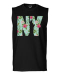 Cool New York Gift Liberty Statue Nyc Floral Beach Summer Vacation Palm men Muscle Tank Top sleeveless t shirt